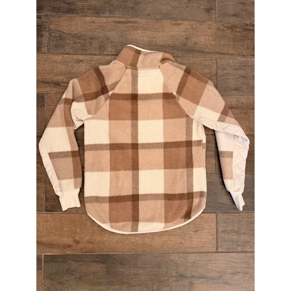 Abercrombie & Fitch Brown Plaid Sherpa Fleece Snap Pullover - Picture 6 of 6